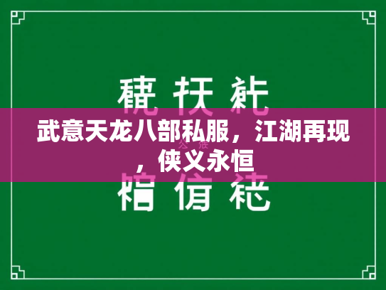 武意天龙八部私服，江湖再现，侠义永恒