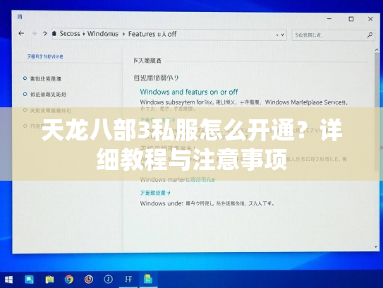 天龙八部3私服怎么开通？详细教程与注意事项
