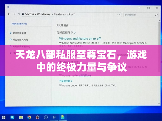 天龙八部私服至尊宝石，游戏中的终极力量与争议