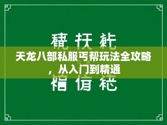 天龙八部私服丐帮玩法全攻略，从入门到精通  第3张