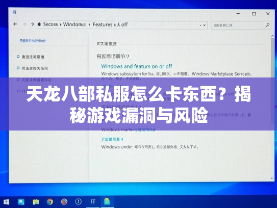 天龙八部私服怎么卡东西？揭秘游戏漏洞与风险