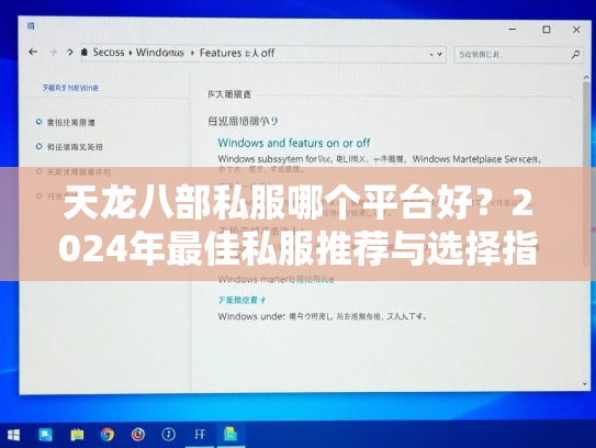 天龙八部私服哪个平台好？2024年最佳私服推荐与选择指南