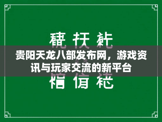 贵阳天龙八部发布网，游戏资讯与玩家交流的新平台